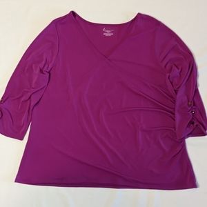 Purple Lane Bryant faux wrapped stretch top